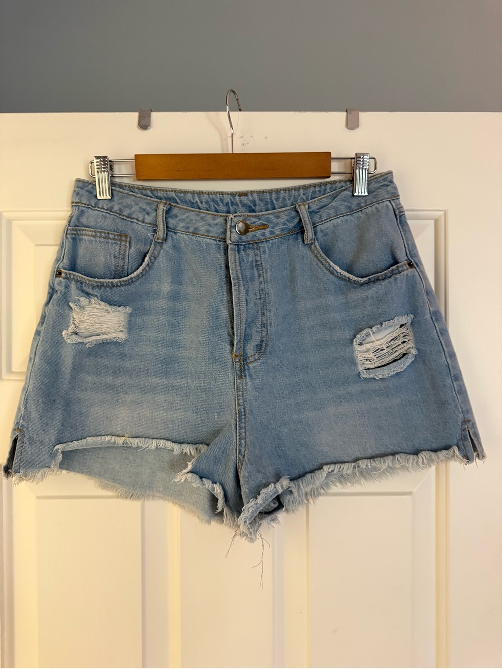 entro Light Blue Distressed Denim Cutoff Shorts